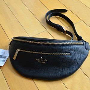 NWT Kate Spade Leila Pebbled Leather Belt Bag Black